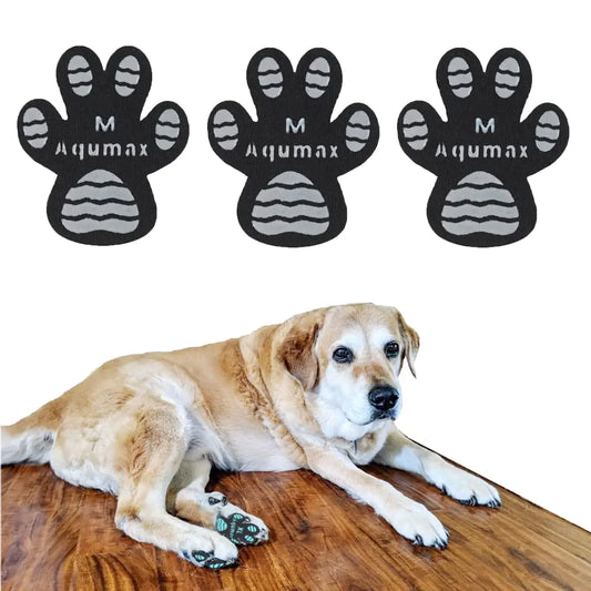 Aqumax Non-Slip Dog Paw Protector Pads – 24 pcs (6 Sets) Black Traction Stickers | Medium Size Anti-Slip Grippers for Senior Dogs on Hardwood Floors