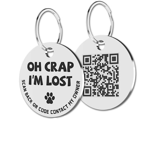 MYLUCKYTAG QR Code Stainless Steel Pet ID Tag – Smart Cat & Dog Tag with Instant Location Alerts via Email